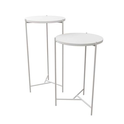 Mesa Lateral Redonda Áquila Branca Tampo Branco Branco