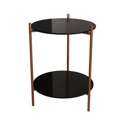 Mesa Lateral Industrial Premium Marbella Cobre Com Preto - Cor: Preto