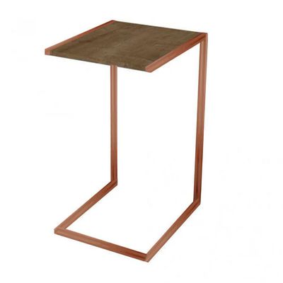Mesa Lateral Industrial Steel Cobre E Imbuia - Cor: Marrom