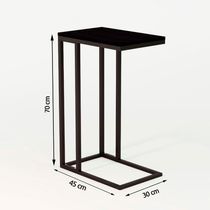 Mesa Lateral Encaixe Elena Preto E Tampo Preto - Cor: Preto
