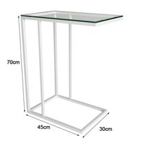 Mesa Lateral Encaixe Elena Vidro Branca - Cor: Branca