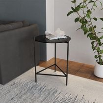 Mesa Lateral Industrial Marbella Preta - Cor: Preto