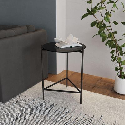 Mesa Lateral Industrial Marbella Preta - Cor: Preto