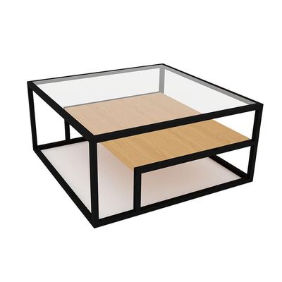 Mesa De Centro Industrial Moderno Toledo Preto E Tampo Canela - Cor: Preto