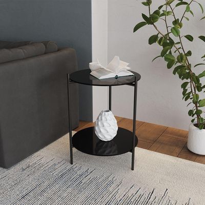 Mesa Lateral Industrial Premium Marbella Preta - Cor: Preto