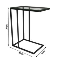 Mesa Lateral Elena Preta Tampa De Vidro - Cor: Branco