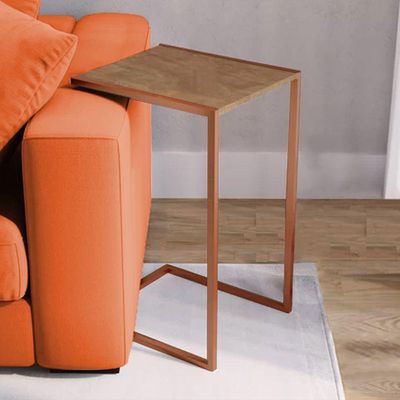 Mesa Lateral Industrial Steel Cobre E Imbuia - Cor: Marrom