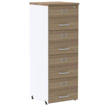 Armário De Arquivo Oficio Pe25 Pandin 45,70 Cm Em Mdp Noce Noce Naturalle E Branco 4 Gavetas