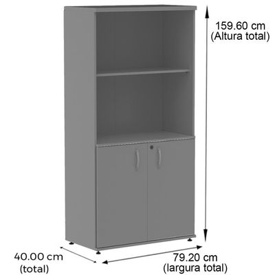 Armário Misto Pe25 Pandin 79,20cm Noce Naturalle E Grafito Com Duas Portas E Prateleira Superior
