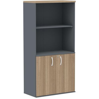 Armário Misto Pe25 Pandin 79,20cm Noce Naturalle E Grafito Com Duas Portas E Prateleira Superior