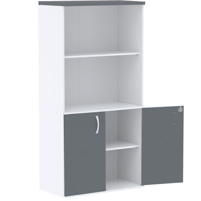 Armário Misto Pe25 Pandin 79,20 Cm Em Mdp Branco E Grafito Com Duas Portas E Prateleira Superior