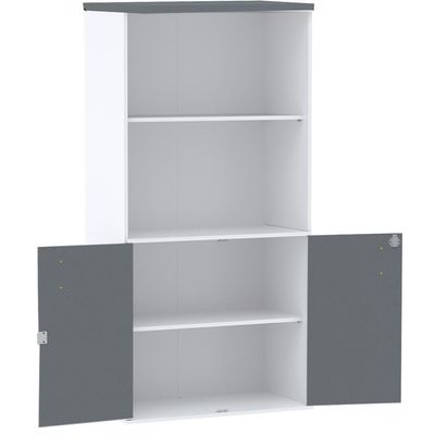 Armário Misto Pe25 Pandin 79,20 Cm Em Mdp Branco E Grafito Com Duas Portas E Prateleira Superior