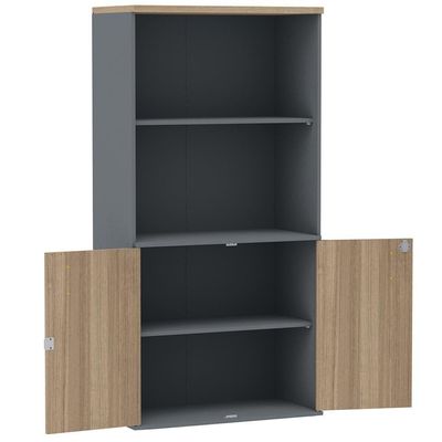 Armário Misto Pe25 Pandin 79,20cm Noce Naturalle E Grafito Com Duas Portas E Prateleira Superior