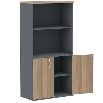 Armário Misto Pe25 Pandin 79,20cm Noce Naturalle E Grafito Com Duas Portas E Prateleira Superior