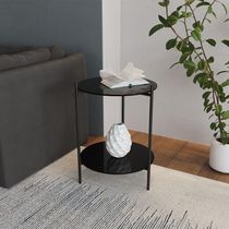 Mesa Lateral Industrial Premium Marbella Preta - Cor: Preto