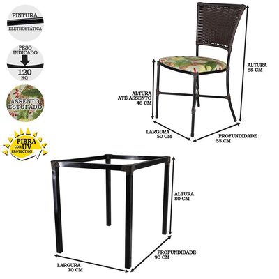 Mesa Cadeiras Gramado Tabaco Jogo De Jardim