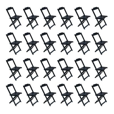 Kit 6 Conjuntos De Mesa Com 4 Cadeiras De Madeira Dobravel 120X70 Preto - Preto