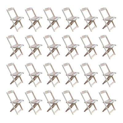 Kit 6 Conjuntos De Mesa Com 4 Cadeiras De Madeira Dobravel 70X70 Sem Pintura/Crua - Marrom