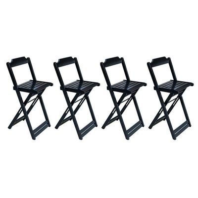 Kit 2 Jogos De Mesa Bistrô De Madeira Com 2 Cadeiras Dobravel Preto - Preto