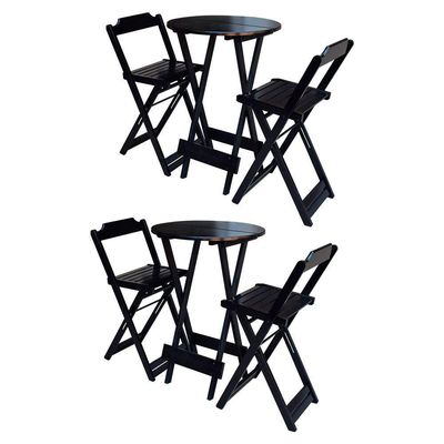 Kit 2 Jogos De Mesa Bistrô De Madeira Com 2 Cadeiras Dobravel Preto - Preto