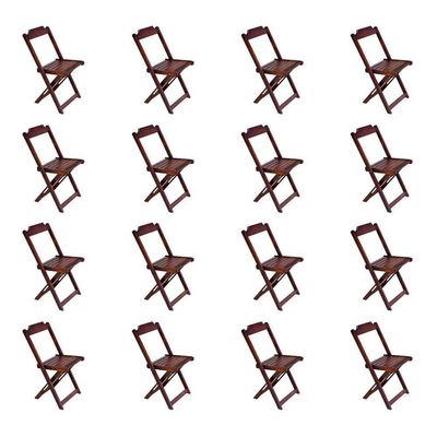Kit 4 Conjuntos De Mesa Com 4 Cadeiras De Madeira Dobravel 70X70 Imbuia - Marrom