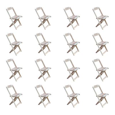 Kit 4 Conjuntos De Mesa Com 4 Cadeiras De Madeira Dobravel 120X70 Sem Pintura/Crua - Marrom