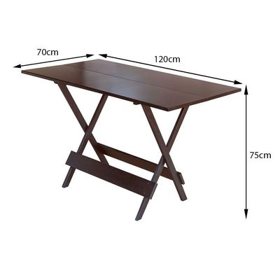 Kit 3 Conjuntos De Mesa Dobravel Com 6 Cadeiras De Madeira 120X70 Para Restaurante E Bar - Imbuia