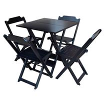 Jogo De Mesa Com 4 Cadeiras De Madeira Dobravel 70X70 - Preto - Preto