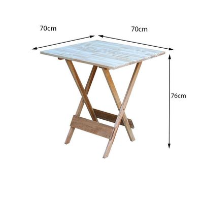 Jogo De Mesa Dobravel Com 2 Cadeiras De Madeira 70X70 - Sem Pintura - Marrom