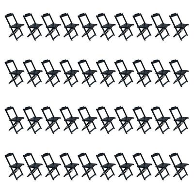 Kit 10 Conjuntos De Mesa Com 4 Cadeiras De Madeira Dobravel 120X70 Preto - Preto