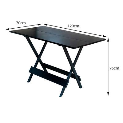 Jogo De Mesa Com 4 Cadeiras De Madeira Dobravel 120X70 - Preto - Preto
