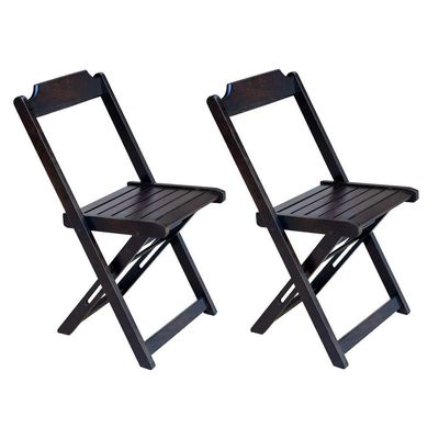 Jogo De Mesa Dobravel Com 2 Cadeiras De Madeira 70X70 - Tabaco - Marrom