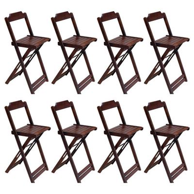 Kit 2 Jogos De Mesa Bistrô De Madeira Com 4 Cadeiras Dobravel Imbuia - Marrom