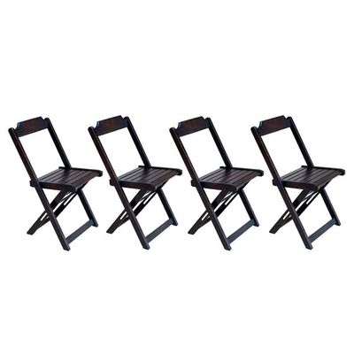 Conjunto De Mesa Dobrável 1,20X70 Em Madeira Maciça C/04 Cadeiras - Tabaco - Marrom