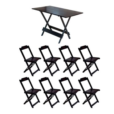 Conjunto Mesa De Madeira Dobravel 1,20X70 Tabaco 8 Cadeiras - Marrom