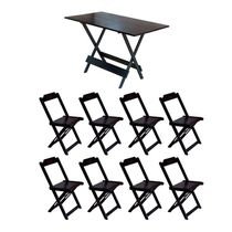 Conjunto Mesa De Madeira Dobravel 120X70 Tabaco 8 Cadeiras - Marrom