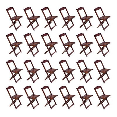 Kit 6 Conjuntos De Mesa Com 4 Cadeiras De Madeira Dobravel 70X70 Imbuia - Marrom
