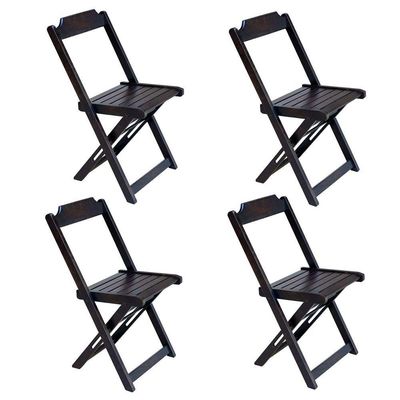 Conjunto Jogo De Mesa Com 4 Cadeiras De Madeira Dobravel 120X70 Tabaco - Marrom