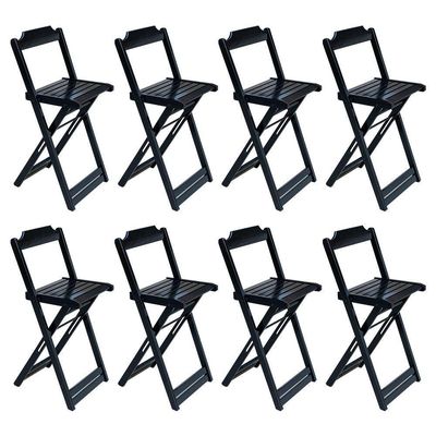 Kit 2 Jogos De Mesa Bistrô De Madeira Com 4 Cadeiras Dobravel Preto - Preto