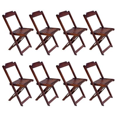 Kit 2 Jogos De Mesa Com 4 Cadeiras De Madeira Dobravel 60X60 - Imbuia - Marrom