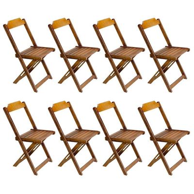 Kit 2 Jogos De Mesa Dobravel Com 4 Cadeiras Tampo Redondo 70X70 Mel - Amarelo
