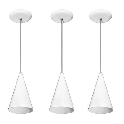 Lustre Pendente Balcão Cozinha Branco 03 Un