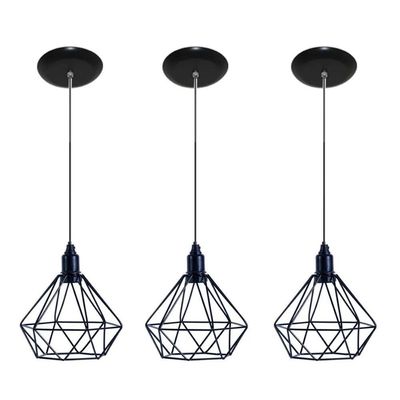 Luminária Teto Pendente Aramado Diamante 03 Un