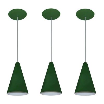 Lustre Pendente Balcão Cozinha Verde 03 Un