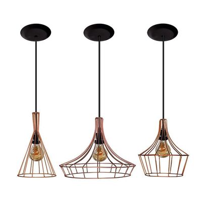 Lustre Pendente Aramado Cobre 03 Un