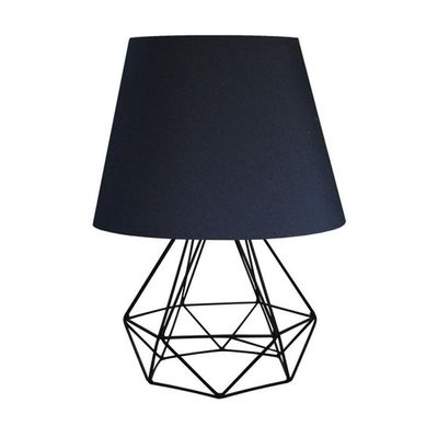 Abajur De Mesa Aramado Diamante Preto Cúpula Algodão Bivolt