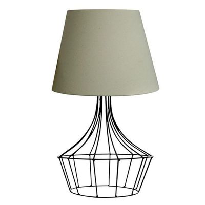 Abajur De Mesa Aramado Balão Preto Bege Cúpula Algodão Bivolt