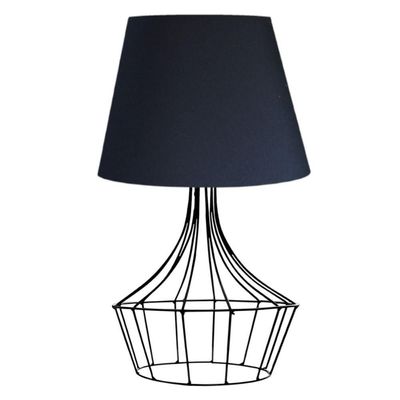 Abajur De Mesa Aramado Balão Preto Cúpula Algodão Bivolt