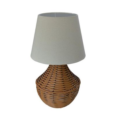 Abajur De Mesa Junco Areia Cúpula Bege Bivolt