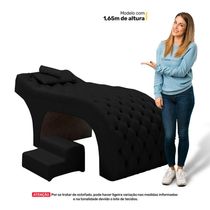 Maca Salão De Beleza E Puff 190X60Cm Sintético Preto